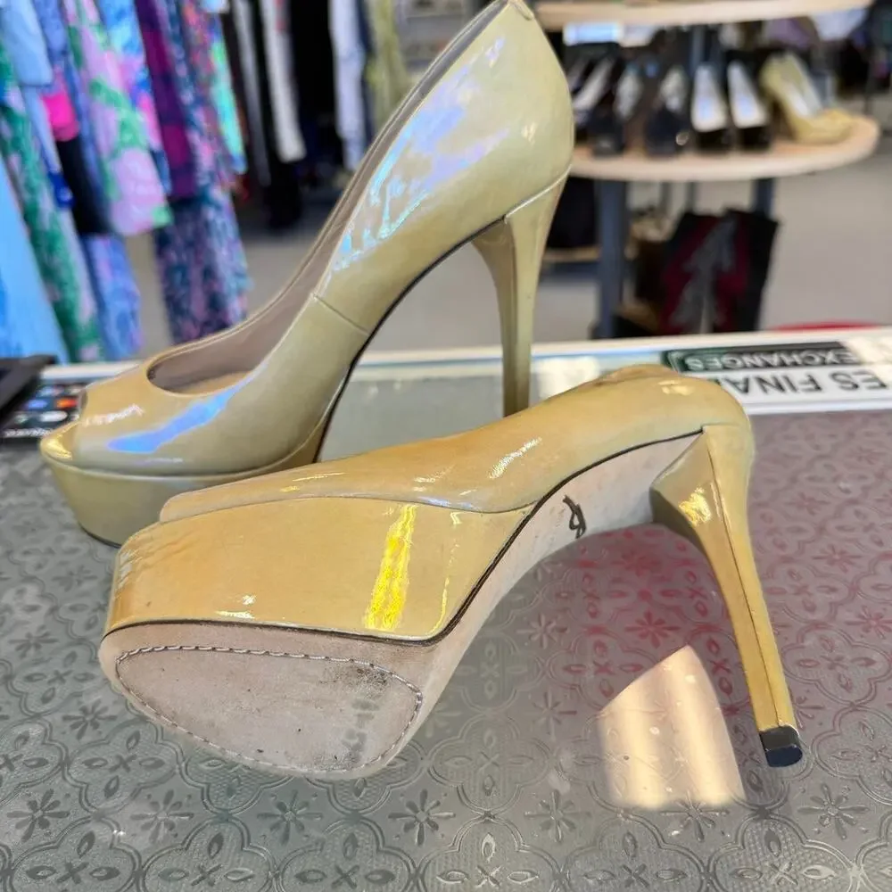 Brian Atwood Y2K Cream Platform Heels Sz 6.5